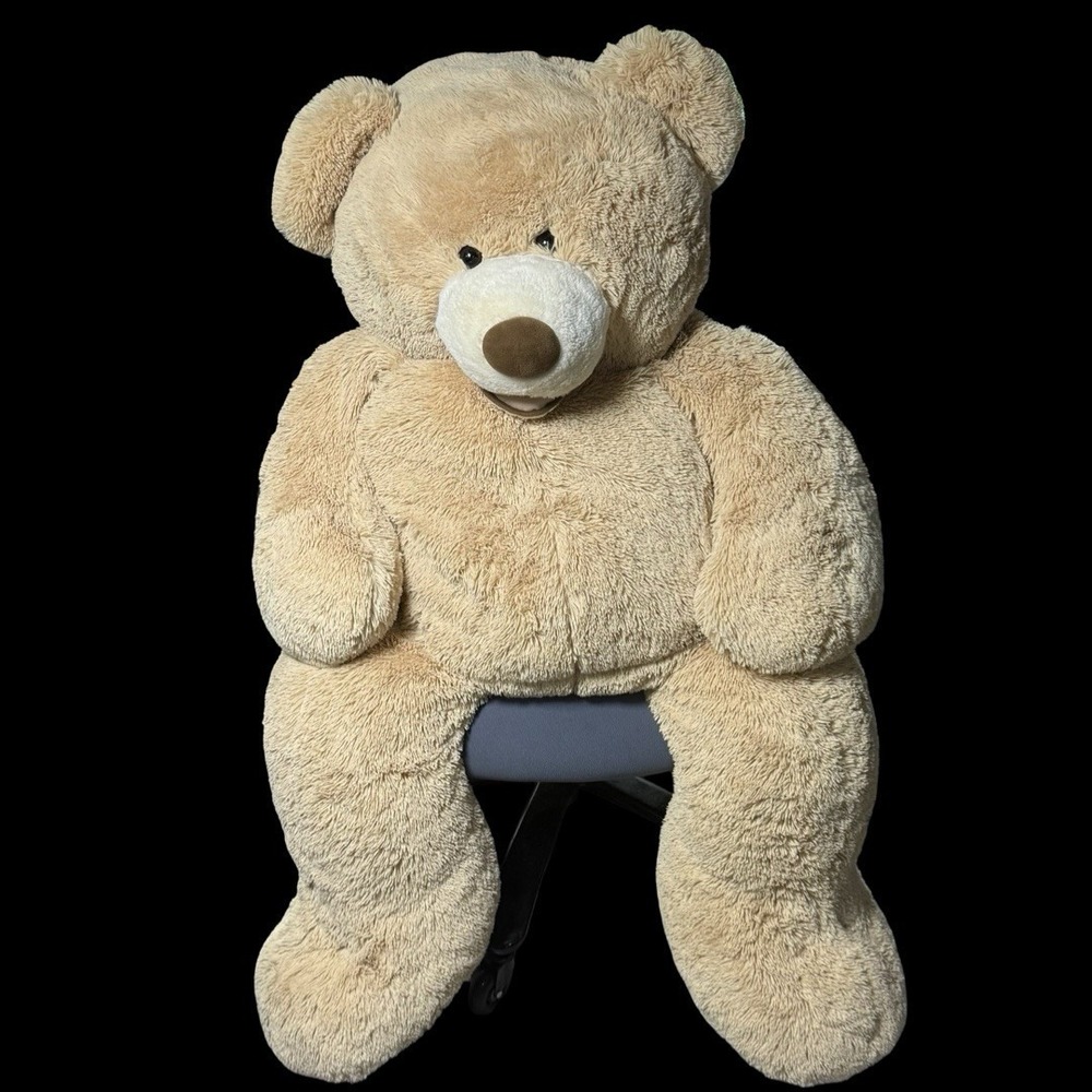 Hugfun Int'l 53" Beige Jumbo Teddy Bear Soft Plush LifeSize Giant Stuffed Animal